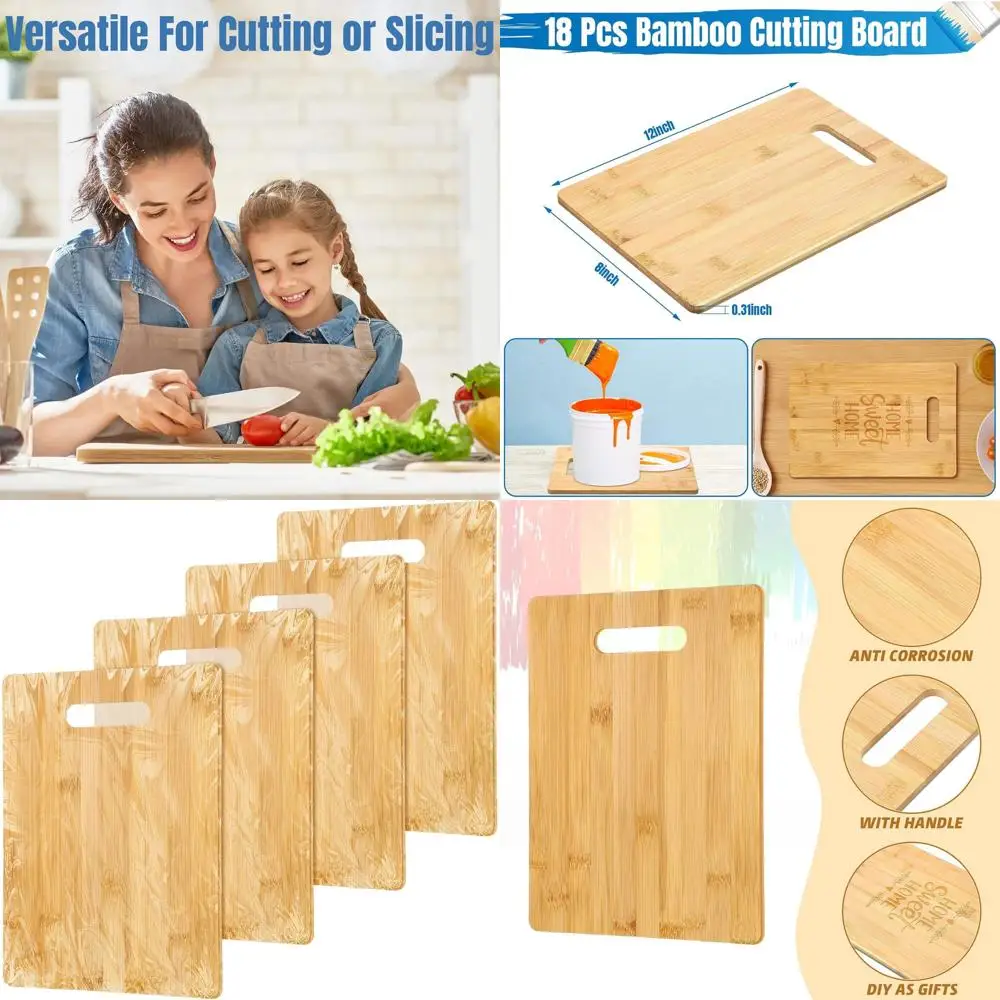 

12x8 Bamboo Cutting Boards Set of 18 for Personalized Laser Engraving, Perfect for Gifts and Crafts