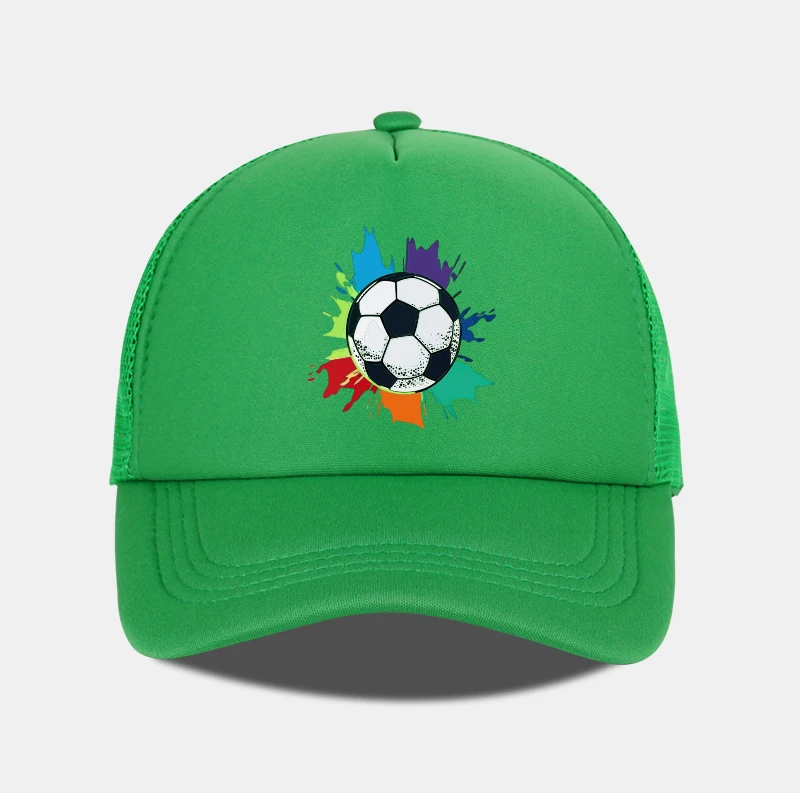 Bunte Fußball-Mesh-Kappe mit Spritzmuster - Verstellbare Unisex Freizeit-Mesh-Kappe für Fußballfans und Sportbegeisterte – Detail 5