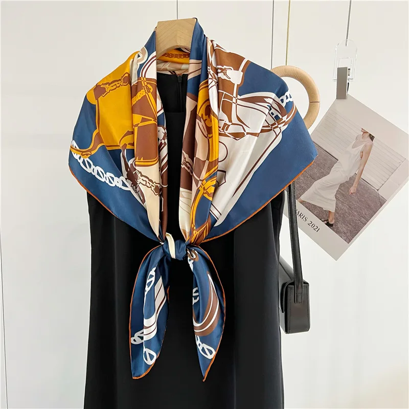 BAG PRINT TWILL CARRe Natural Mulberry Scarf Wrap Shawls 110CM Silk Square Scarves Large Hand Rolled Edges Foulard En Soie