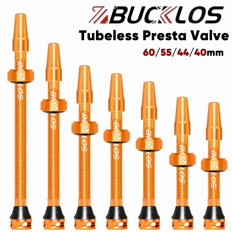 BUCKLOS Bicycle Presta Valve 40/44mm Tubeless Valve CNC Aluminum Alloy Road Bicycle Tubeless Valve Road Bike Valves 55mm 60mm