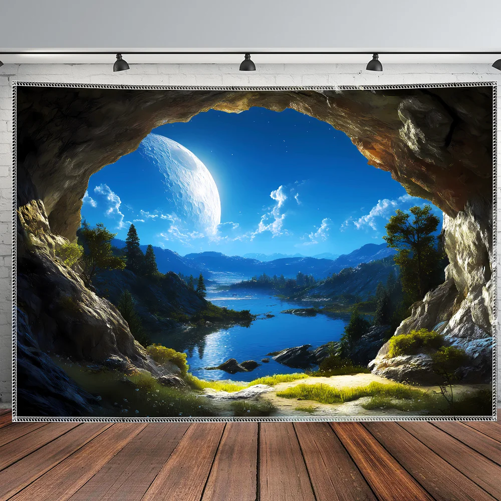 Ultra Large Space Landscape Tapestry Wall Hanging Cosmic Nature Portal Decor for Modern Living Room Bedroom SciFi Art Poster Dec