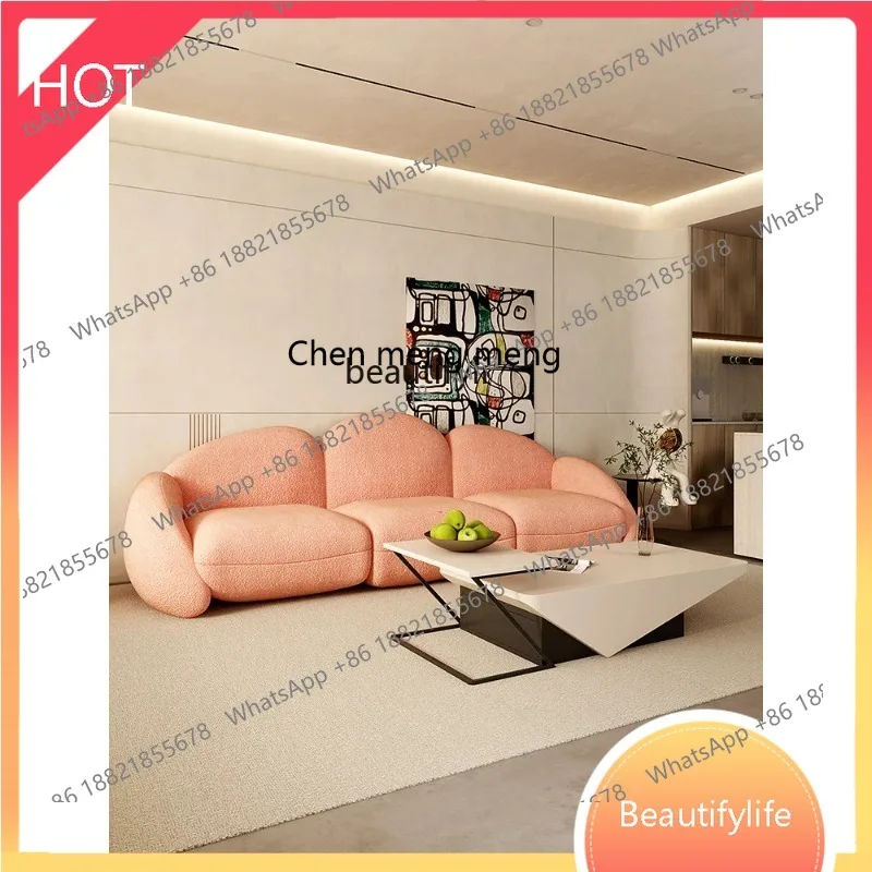 

Скандинавский современный простой диван специальной формы, чайный столик, комбинированный светильник, роскошный художественный тканевый диван