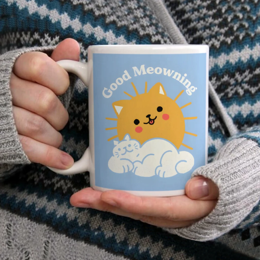

Morning CatCoffee Mug Tea Cup 11oz Coffee Cup Funny Birthday Ceramic Mug Personalized Cup