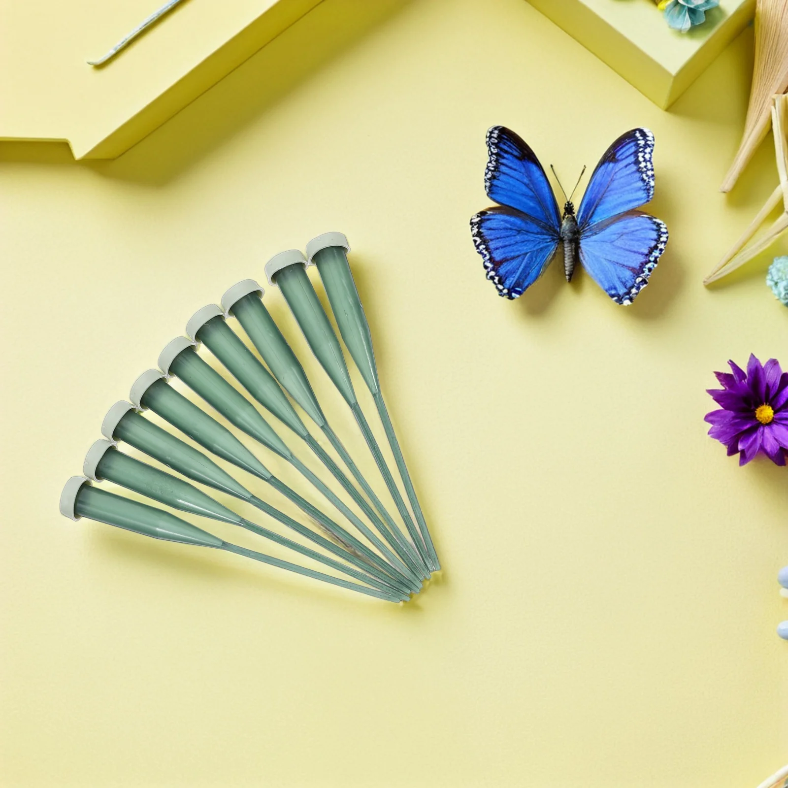 25 قطعة أنابيب الأزهار البلاستيكية الخضراء 5.7 بوصة قوارير المياه الجذعية قبعات قابلة لإعادة الاستخدام زهرة الجذعية أنبوب أصحاب لباقة لوازم بائع الزهور