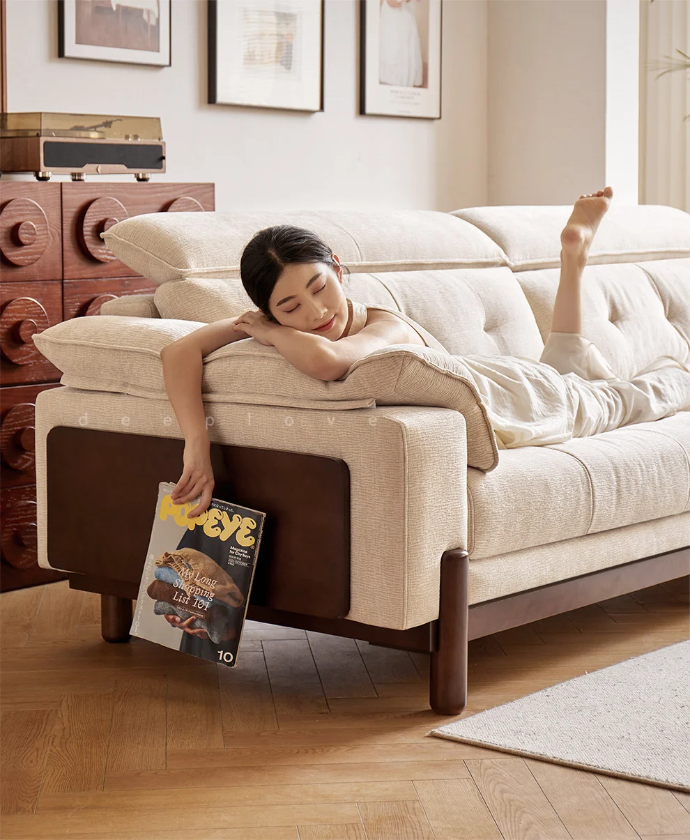 b16 medieval solid wood fabric sofa small apartment living room simple removable and washable sofa