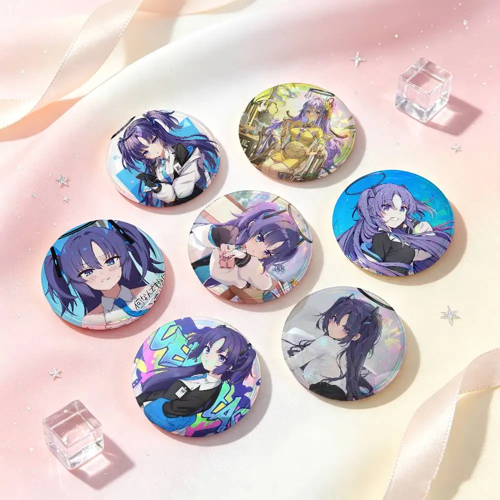 Yuuka Blue Archive Anime Badges Button Round Creative Pin Brooch Badge Bag Decor Accessories Fans Collect Friends Gifts