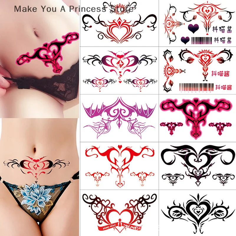 

10/20Pcs Womb Tattoo Stickers For Women Waterproof Temporary Tattoos Stickers Fake Body Art Sexy Simulation Navel Sticker