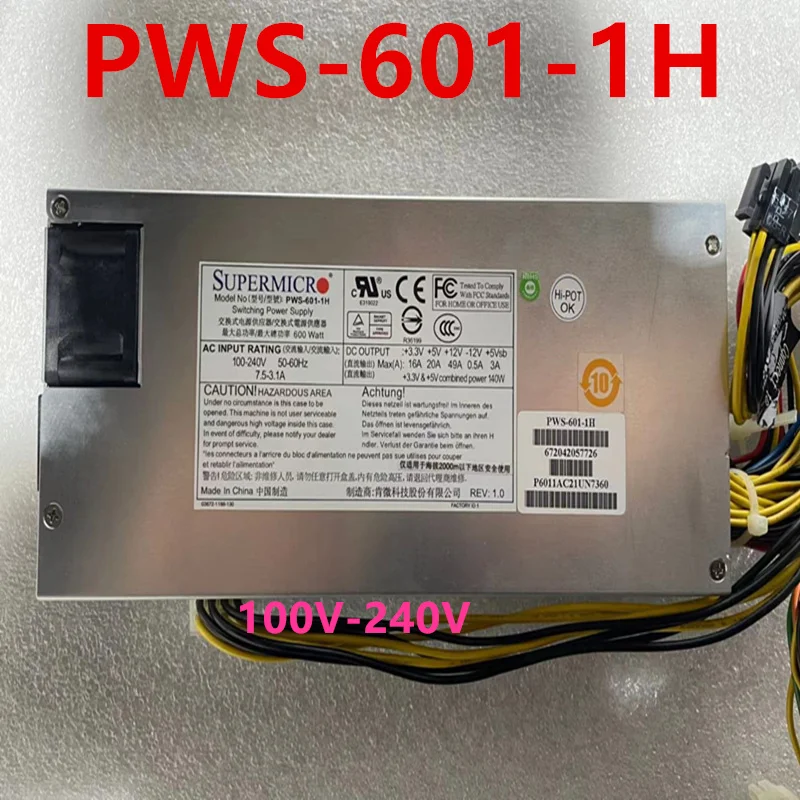 New Original PSU For Supermicro 1U 600W Power Supply PWS-601-1H