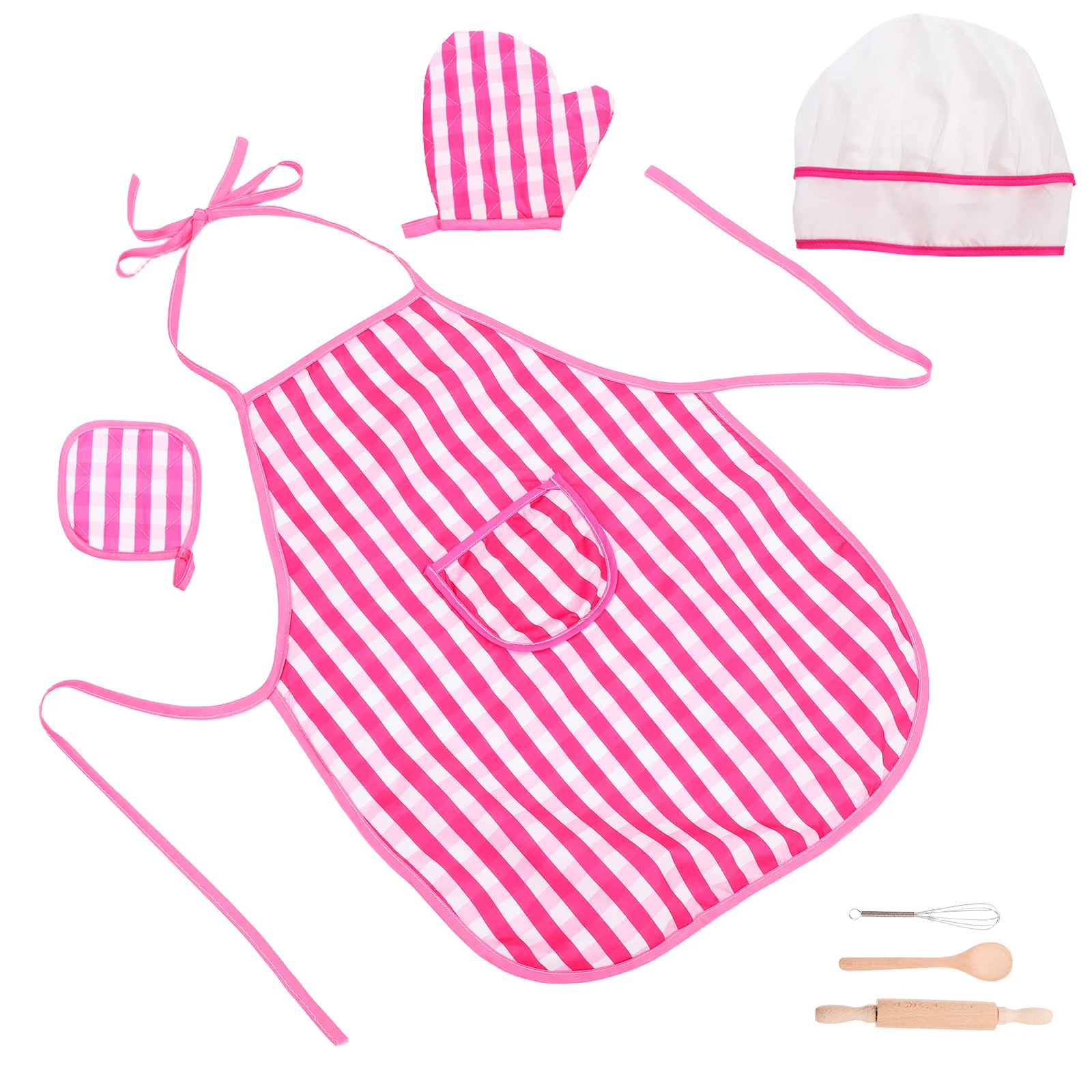 女の子向けキッズベーキングキット1セット カラフルシェフエプロン付き 調理器具 子供用キッチンセット 知育ベーキングパーティーの記念品