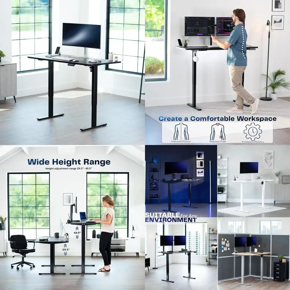 

Электрический регулируемый по высоте стол 60 x 24 дюйма, с памятью положения, грузоподъемность 220 фунтов, цельная столешница черного цвета