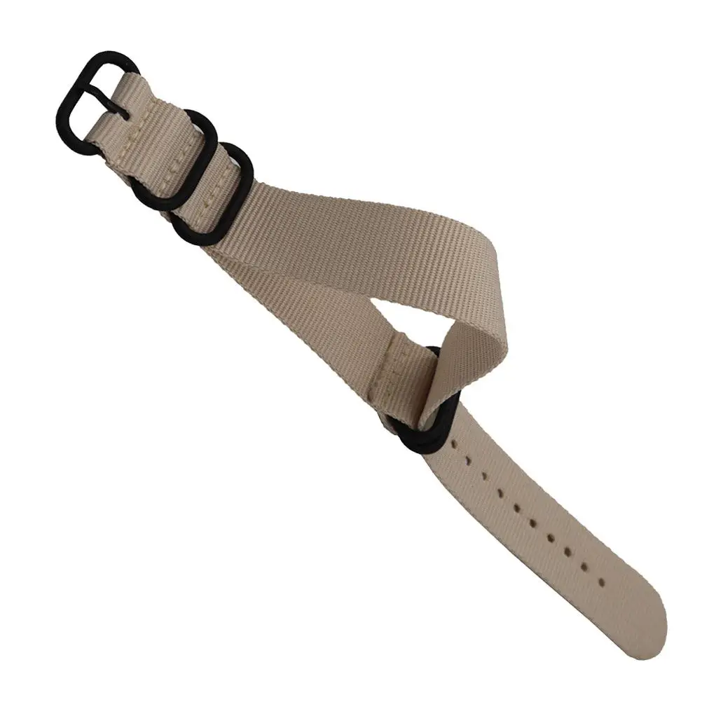 1Pcs Nylon Watch Band Canvas Strap 24Mm Beige Strong Durability Smooth Texture Adjustable Wristband Ideal Replacement Gift