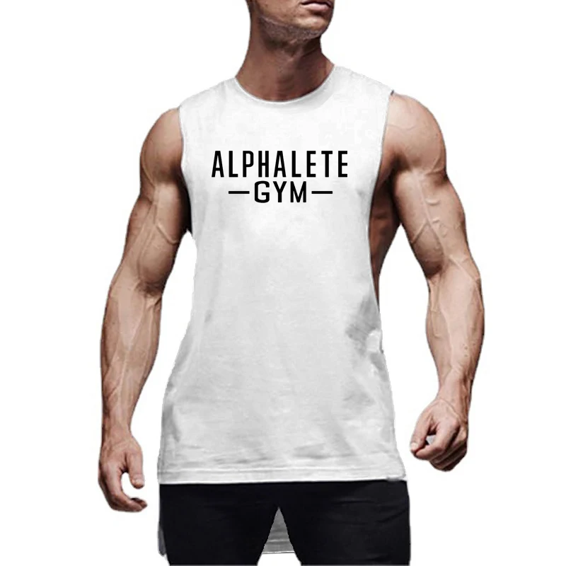 Mens Casual Fitness Sleeveless Sport T-Shirts Summer Loose Cotton Breathable Tank Tops Gym Bodybuilding Workout Muscle Singlets