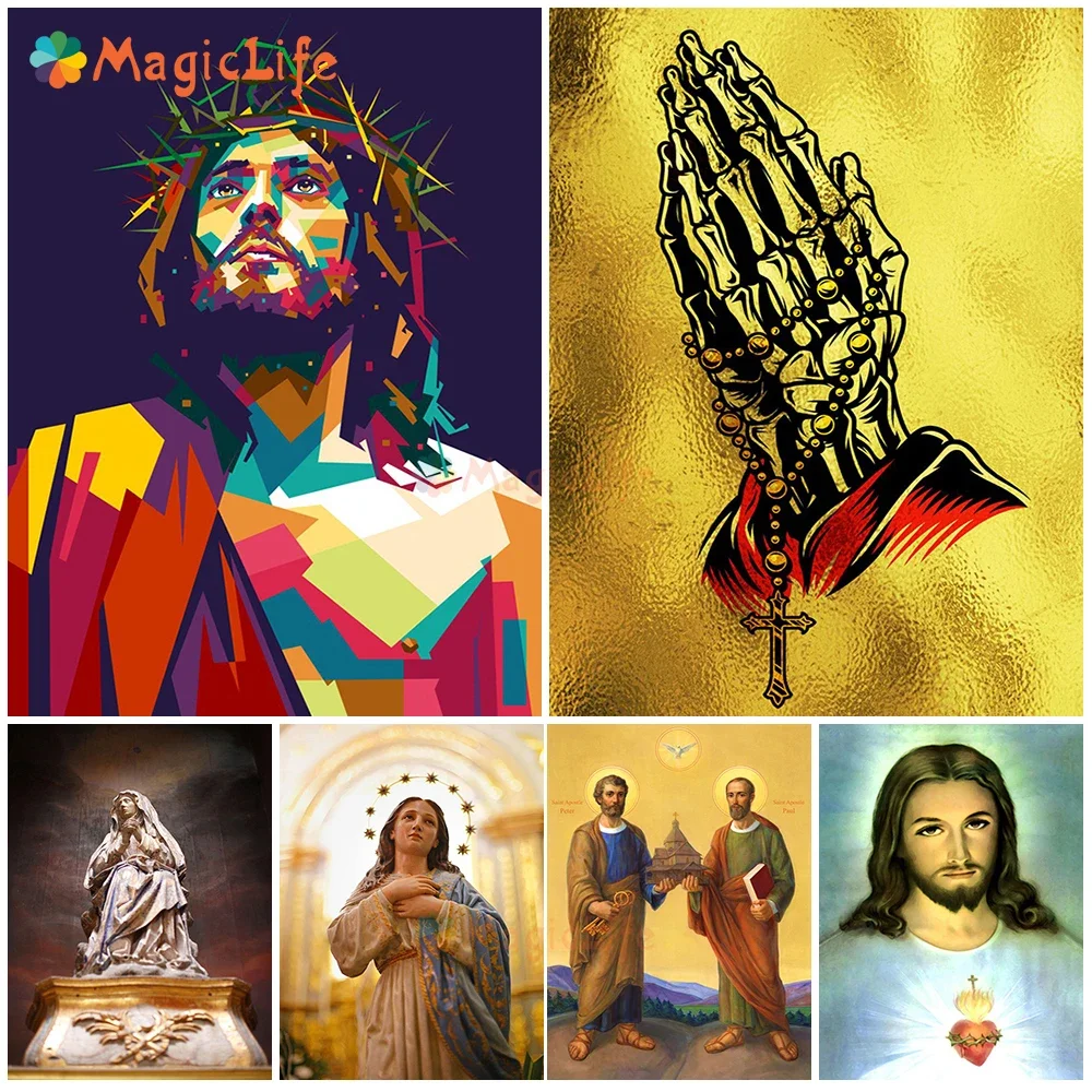 

Religion Jesus Vintage Christian Catholicism Wall Pictures For Living Room Nordic Poster Wall Art Canvas Painting Unframed