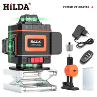 HILDA 16 Lines 4D Laser Level Self Leveling Green Line 360 Horizontal Vertical Super Powerful Laser level green Beam laser level
