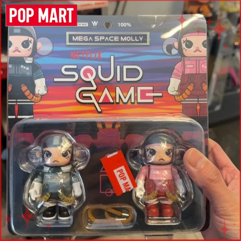 

POP MART Аниме-фигурка MEGA SPACE MOLLY 100% из серии «Игра в кальмара», совместная коллекционная серия, слепая коробка, настольные украшения, игрушки, подарок