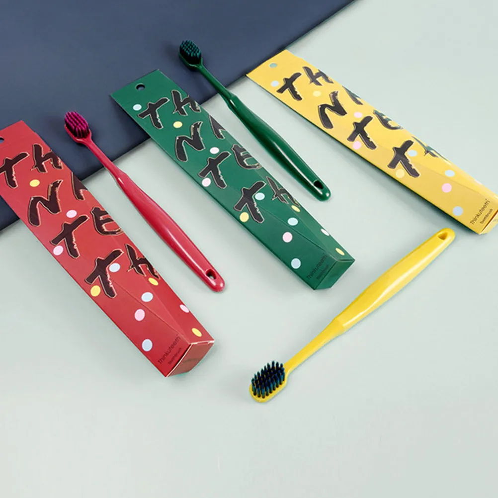 

Набор из 4 зубных щеток для пар, с мягкой щетиной и широкой головкой для глубокой чистки, дорожный набор для ухода за полостью рта, домашний комплект, красный, зеленый, желтый, синий
