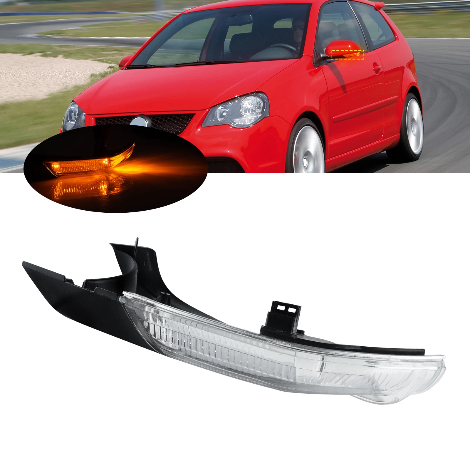 Dla VW Polo MK4 9N3 2005-2009 LED Lusterko boczne Drzwi Wskaźnik sygnału świetlnego Lewy
