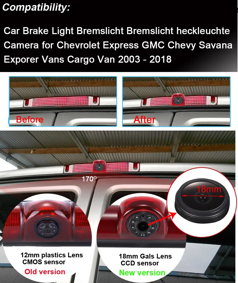 1280*720 HD Car Rear View camera for Chevrolet Express GMC Savana Exporer Vans Cargo Van 2003 - 2018 Bremsleuchte brake