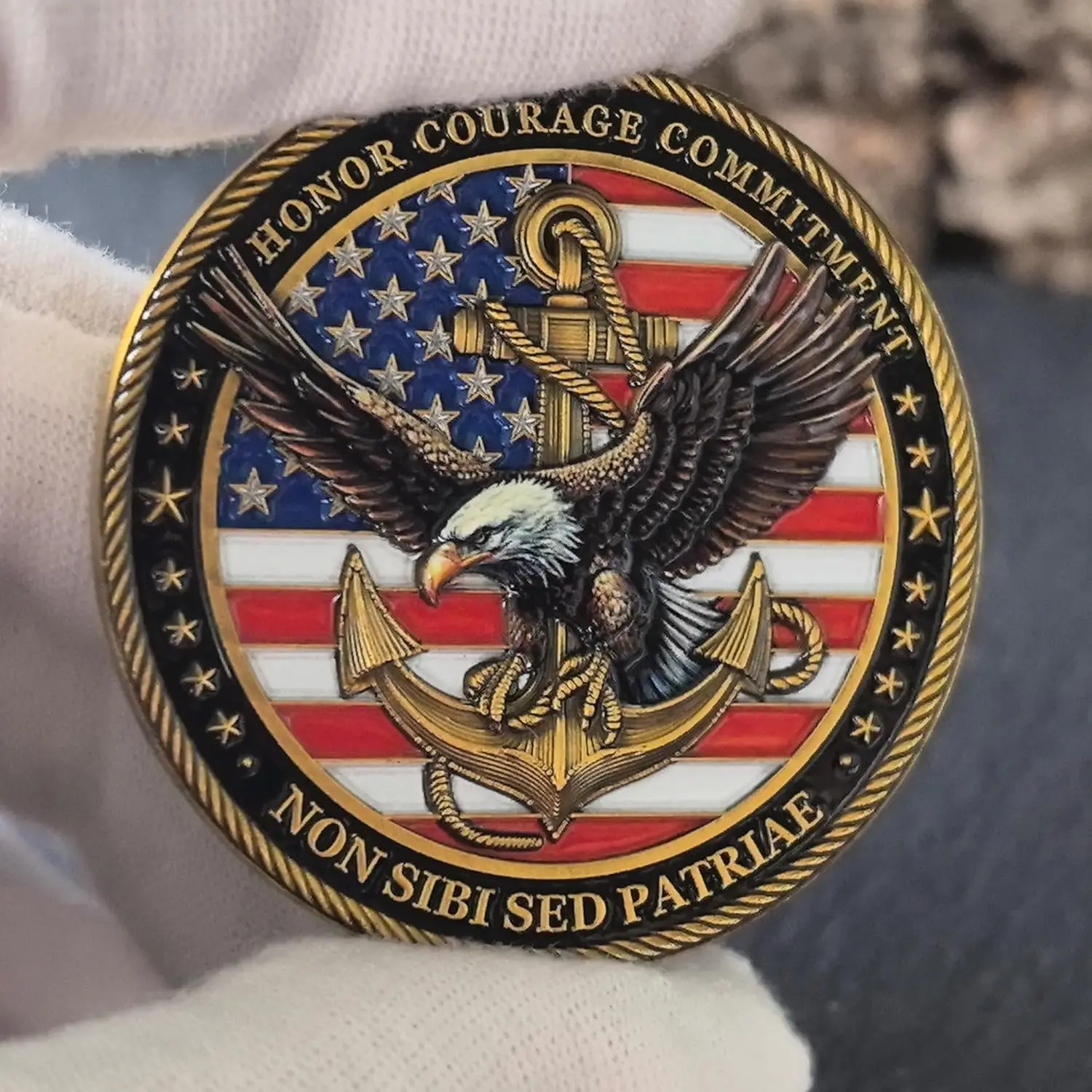 عملة تحدي كريد بحار البحرية الأمريكية - الشرف والشجاعة والالتزام - سبائك الزنك مقاس 1.77 بوصة مع حقيبة واقية #4