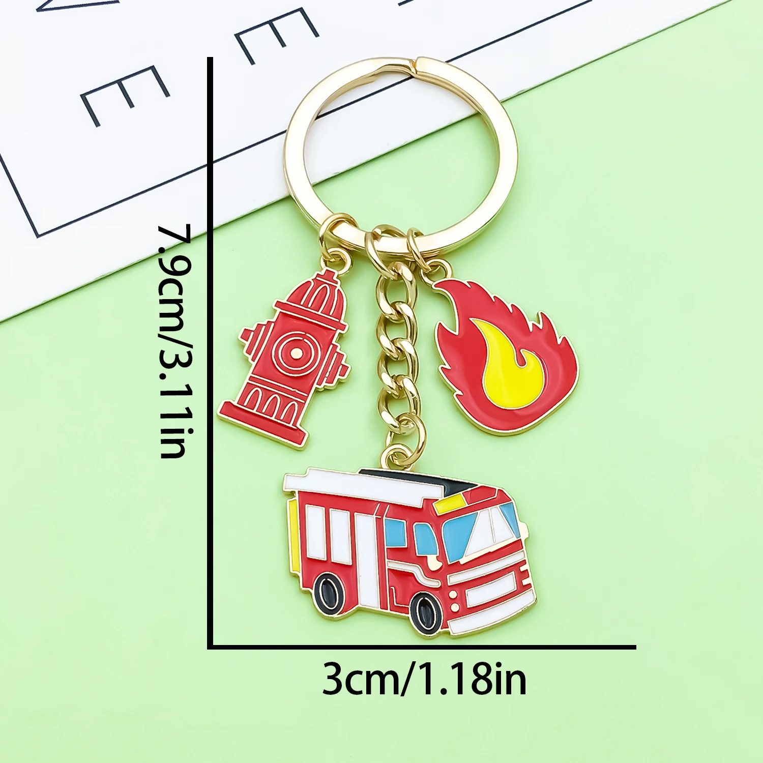 1pc Firefighter Keychain, Enam - Heavy Equipment Key Ring 评论和价格