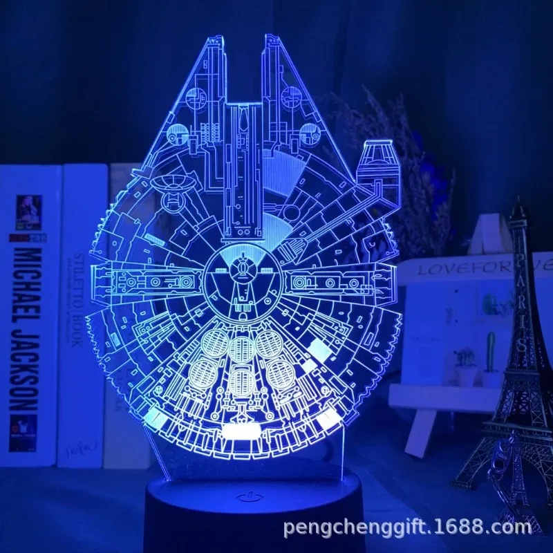 Figurki Anime Star Wars Lampa 3D LED Illusion Night Light Yoda Baby Lampara dla dzieci Dekoracja sypialni Lampka nocna Manga Lampa stołowa
