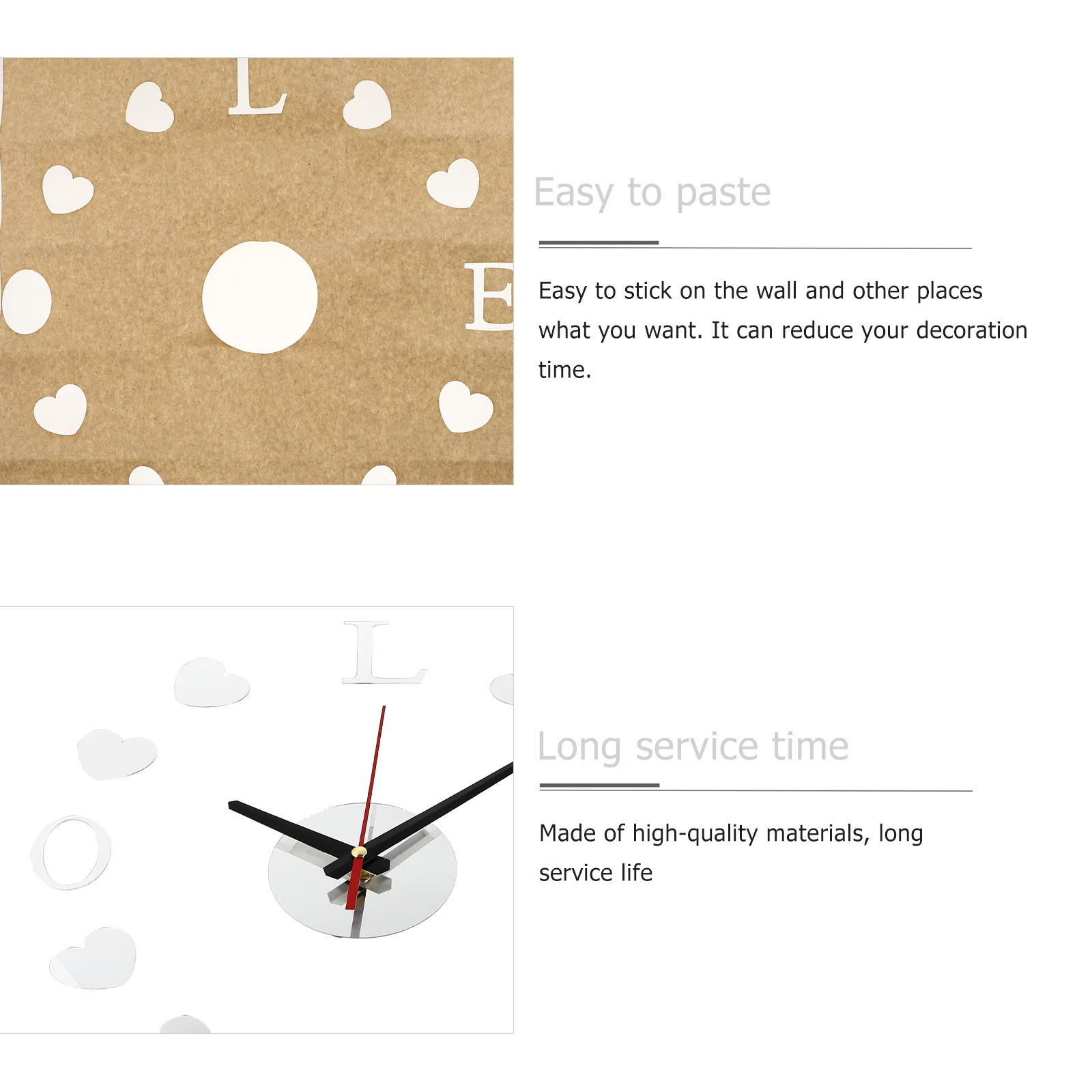 

1Pcs Love Heart Mirror Wall Clock DIY Acrylic Sticker Frameless Modern Home Decoration Wall Clock Home Decoration