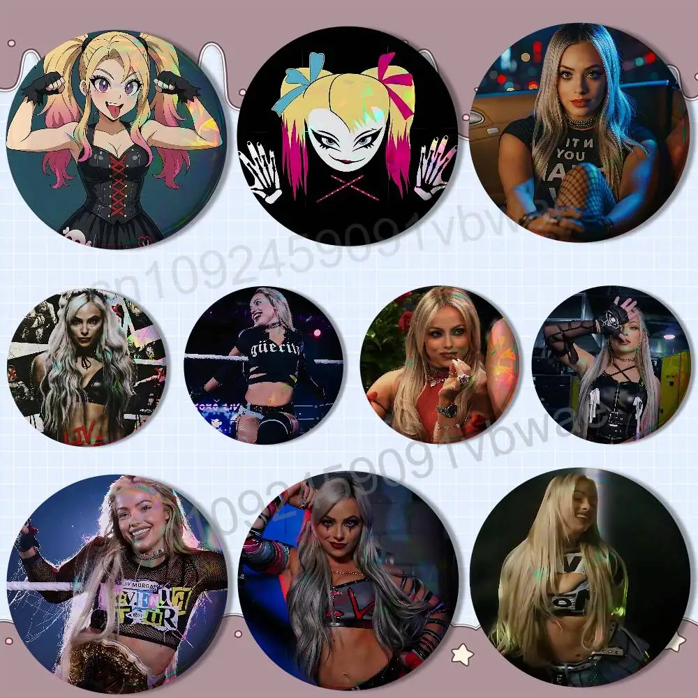 Double ponytails Liv Morgan HD Print 58mm 44mm Round Lapel Pins Pretty Derby Round Display Brooches Brooch Badges