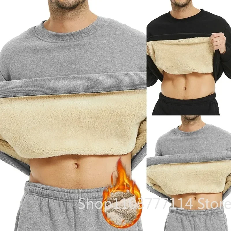 Herren Winter Fleece-gefüttertes Warmes Oberteil Koreanisches Modisches Langarm-T-Shirt Plüsch Herbst Lässiges Warmes Unterhemd – Detail 3