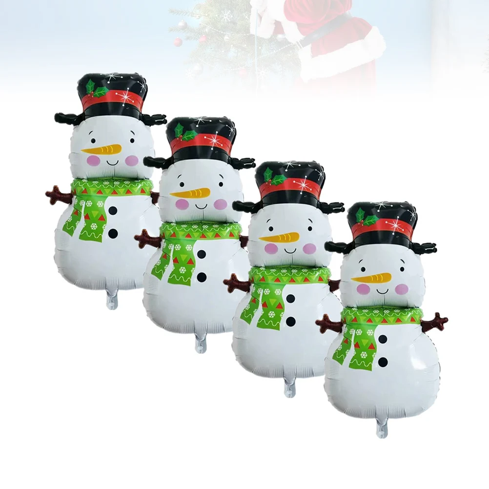 

4Pcs Snowman Balloons Christmas Aluminum Foil Creative Lovely Party Decorative Supplies Ideal for Holiday Photo Props Festive