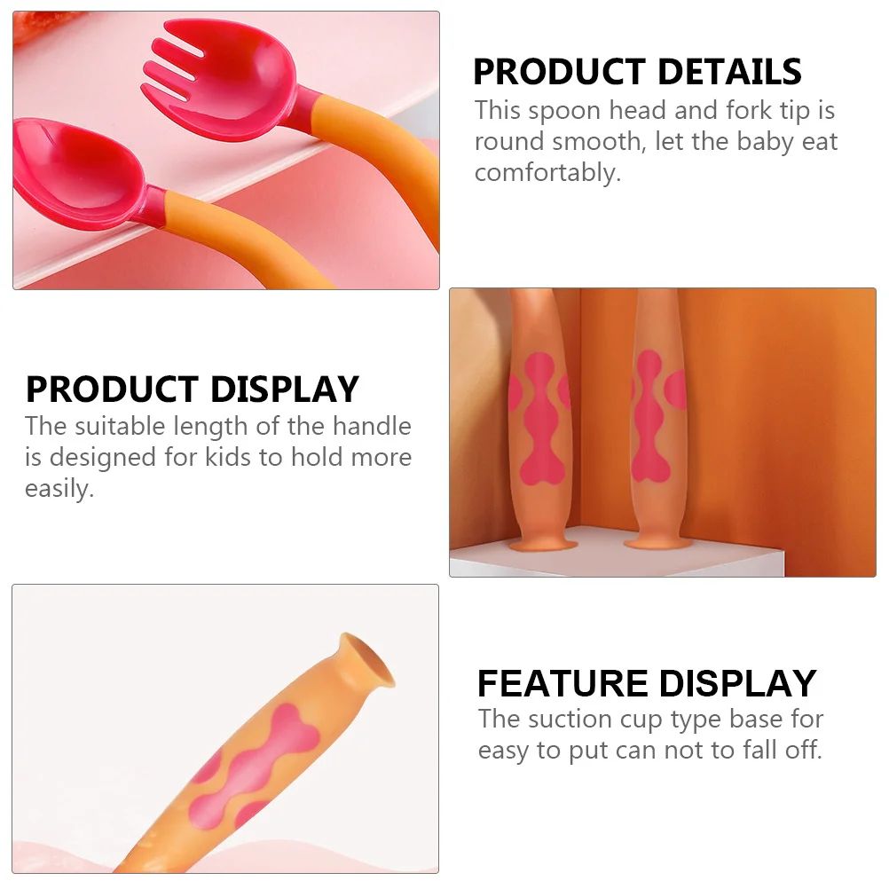 

1 комплект, детская вилка, ложка, посуда для кормления младенцев, термостойкая присоска, нескользящая ручка для безопасной еды для малышей