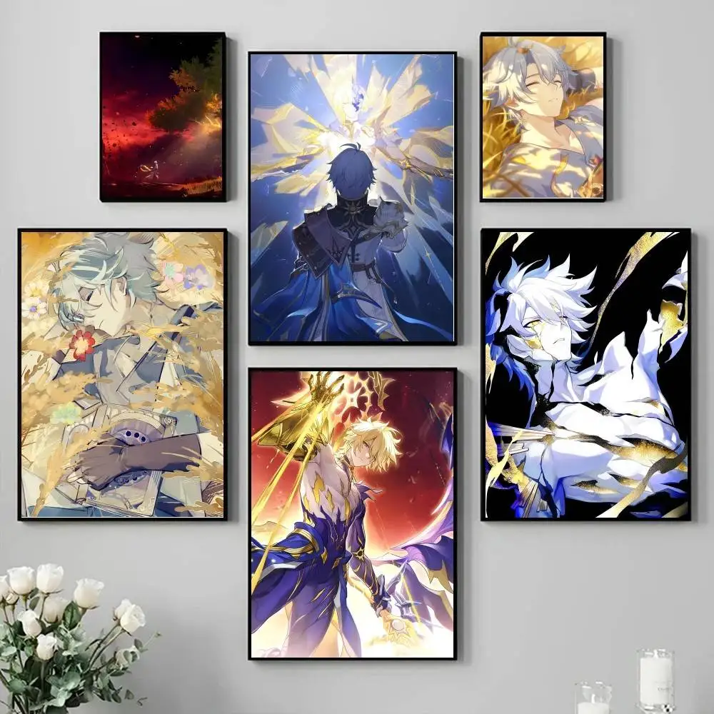 Hot Anime Game Honkai Star Rail Phainon Poster Self-adhesive Art Waterproof Paper Sticker Coffee House Bar Room Wall Decor