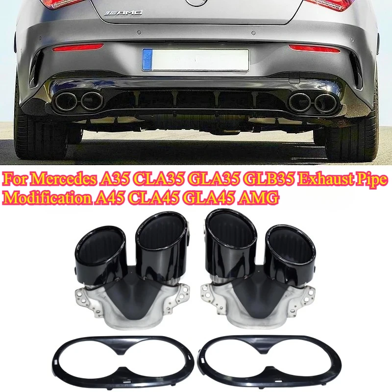 

2PCS For Mercedes A35 CLA35 GLA35 GLB35 Exhaust Pipe Modification A45 CLA45 GLA45 AMG Quad Tail Pipe Tip Muffler Stainless Steel
