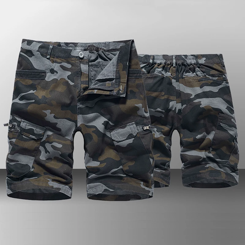 

Men Maxi Cotton Work Shorts Comfortable Outdoor Sports Wear Multi-pockets Camouflage Hiking Tactical Half Cargo Pants Bermudas