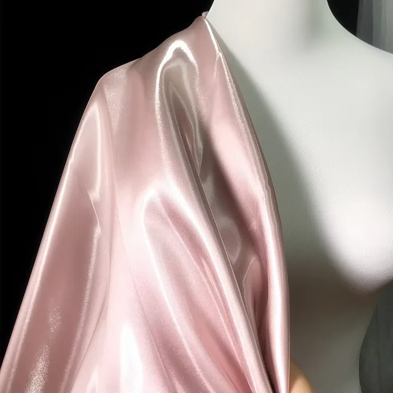 Thick Stiff Liquid Metallic Crystal Satin Fabric Glossy Hard Holding‑shape Textile Material for Jackets Pants and Skirts Making