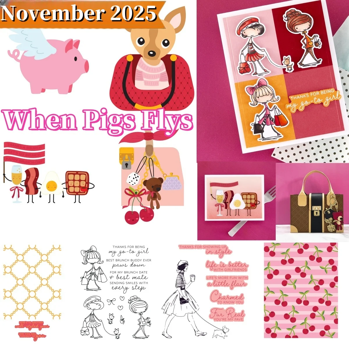 

2025 When Pigs Flys New Cherry Girl Stamps Metal Cutting Dies Stencil Hot Foil Wax Stamper For DIY Decorating Make Scrapbook