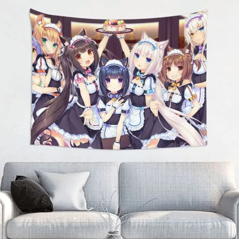 

Anime Tapestry Wall Hanging Hippie Polyester Tapestries Chocola Vanilla Gir Bohemian Wall Blanket Dorm Decor 95x73cm