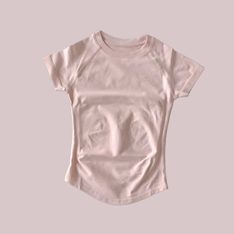 Damen Kompressions-Workout-T-Shirt Slim Fit Sportshirt Impact Kurzarm-Oberteil Gym-Training Leichtes Crop-Top