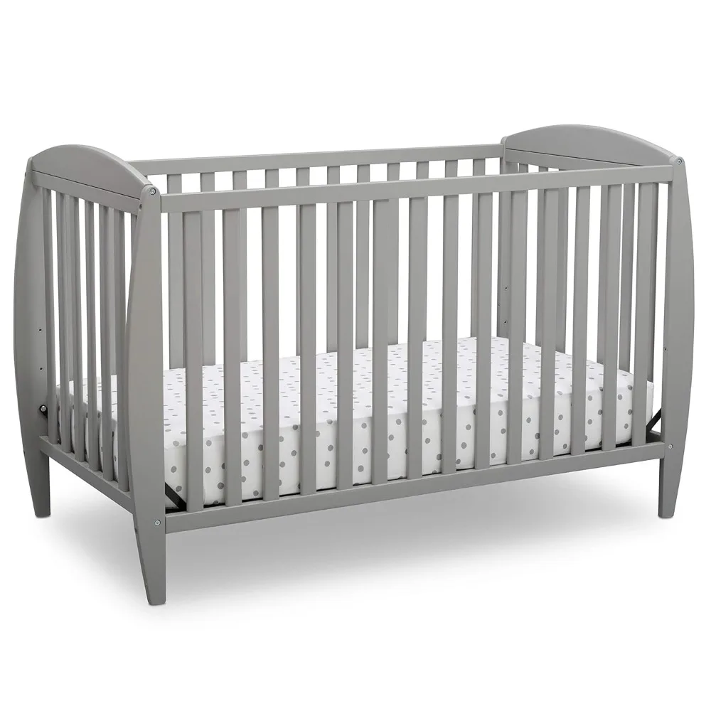 Delta Children Taylor 4-in-1 Convertible Baby Crib, Easy to Assemble, Sustainable New Zealand Wood, Grey