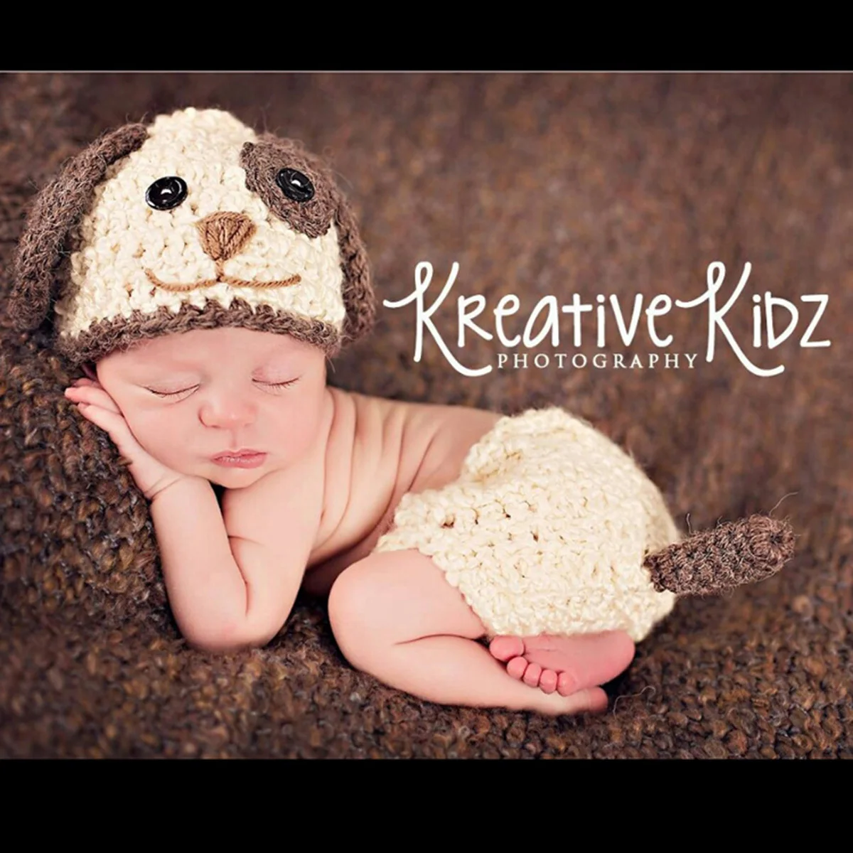 

Baby Infant Photography Knit Hat Newborn Dog Design Creative Photo Cap Decor Photography Accessory Baby Photo Hat