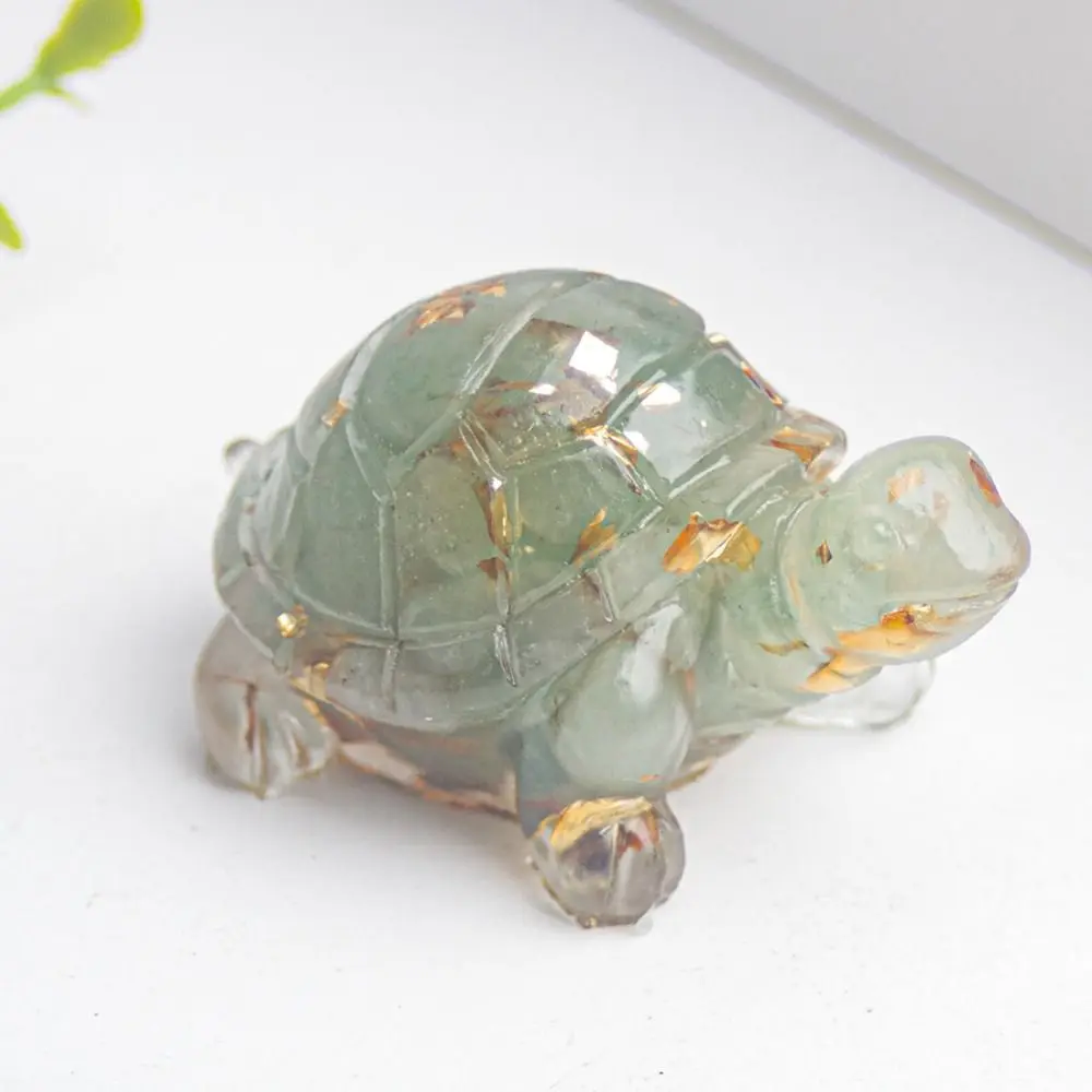 50MM Animals Crystal Epoxy Turtle Statue Tortoise Natural Pocket Tortoise Figurine Crystal Epoxy Home