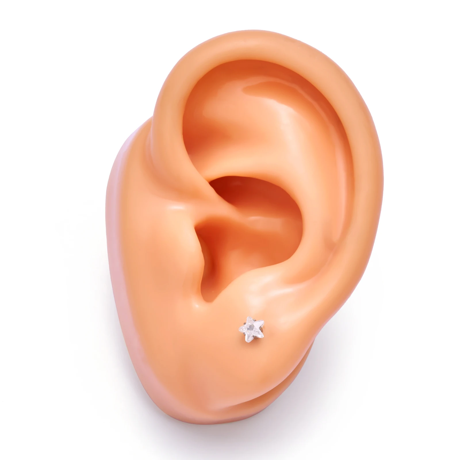 ASTM F136 Titan 16G fünfzackiger Stern CZ Knorpel Helix Ohrring Trinity CZ Tragus Ohrstecker Muschel Ohrläppchen Lippenpiercing Schmuck – Detail 16