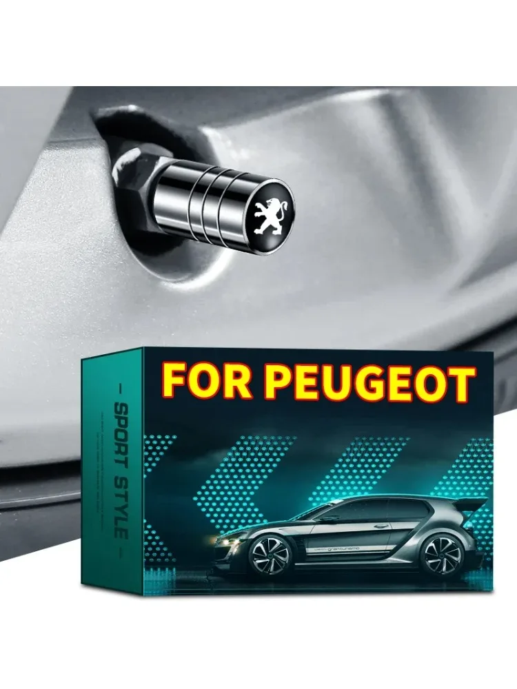Bouchons de Valve de pneu de voiture, 4 pièces, couvercle de tiges d'air de pneu automobile pour accessoires Peugeot 206 208 308 307 207 3008 407 508 408 trappe SW CC RCZ