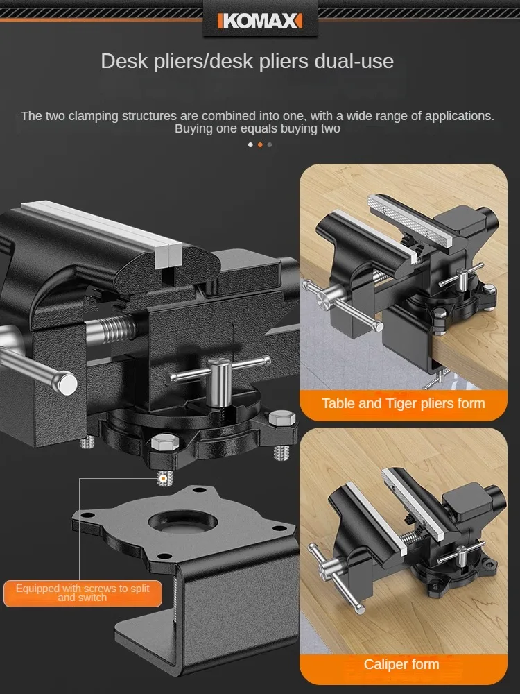 Heavy Duty Steel Table Vise Clamp Fixture Workbench with Rotating Head for Precision Work