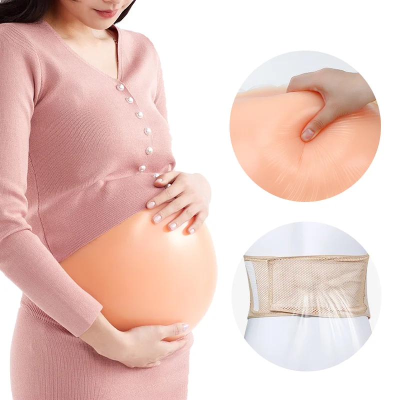 

ONEFENG Composite Fabric Belly Silicone Pad Silicone Fake Belly Fake Pregnant Belly Nude Color Twin soft material
