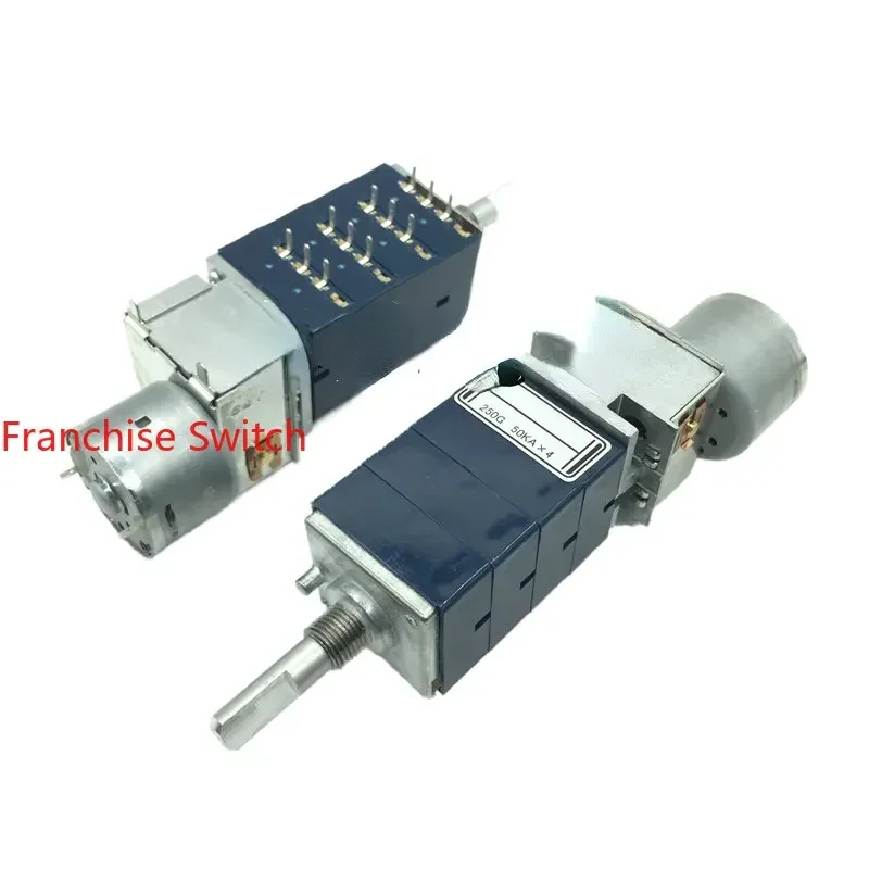 

Blue Shell Quadruple Potentiometer With Motor RK27114 MCA0C50K100kA Half Axle 12 Feet.