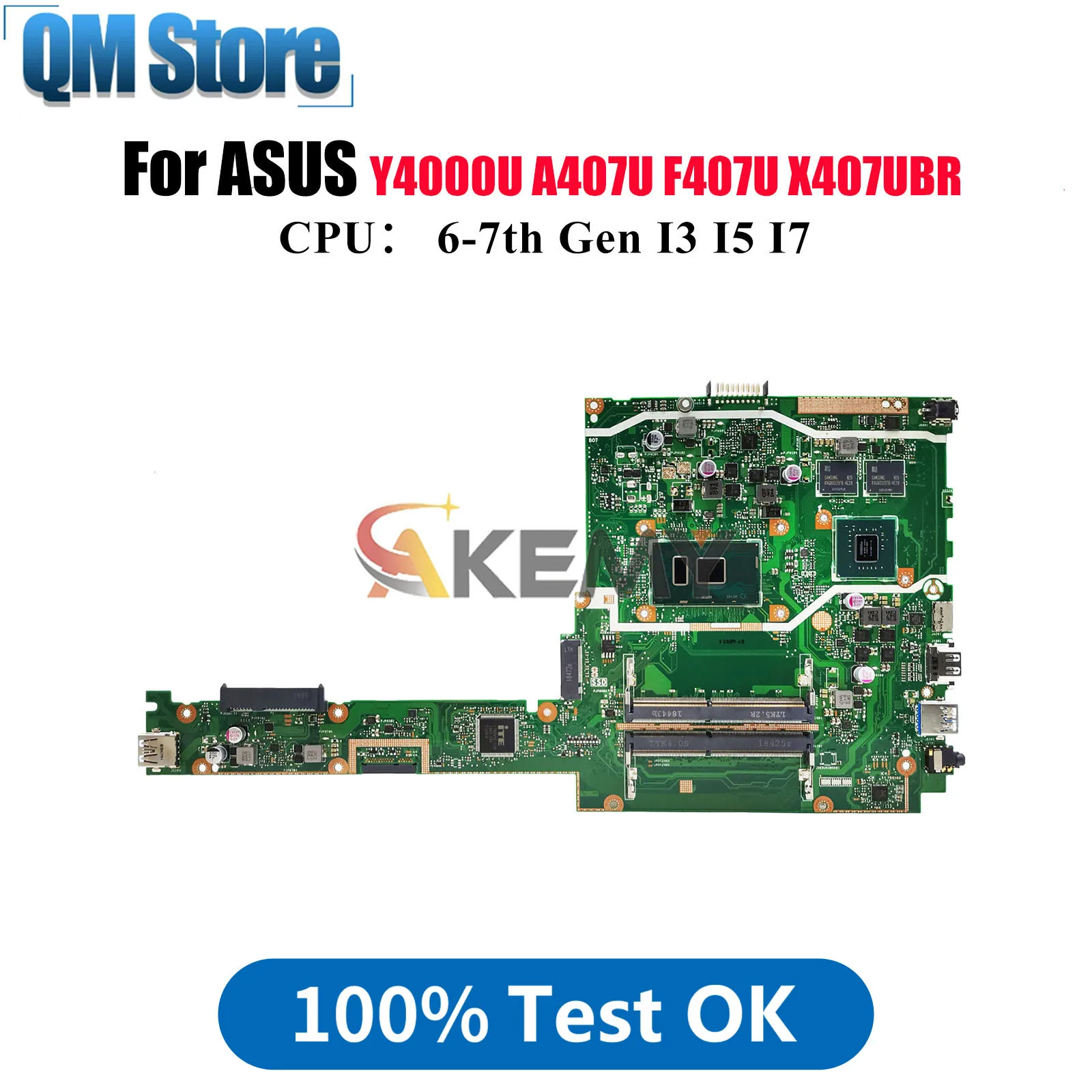 

X407UBR Laptop Motherboard For ASUS VivoBook X407UB A407U X407UAR X407UF X407U X407UV Y4000U F407U Mainboard With I3 I5 I7 CPU
