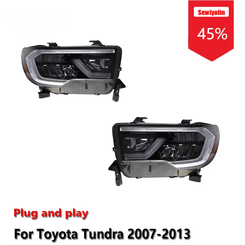 

Sewiyolin автомобильные светодиодные фары в сборе для Toyota Tundra 2007-2013, противотуманные фары DRL, стоп-сигнал поворота, лампа Plug and Play