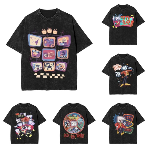 Imagen 1 del producto ¡Es hora de televisión! Camisetas Hip Hop Lavadas Oversize Tenna Deltarune Novedad para Hombre y Mujer Tops Streetwear Camisetas de Verano
