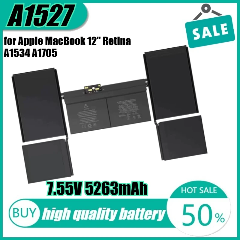 

7.55V 5263mAh A1527 Laptop Battery for Apple MacBook 12" Retina A1534 A1705 2015 2016 Mid 2017