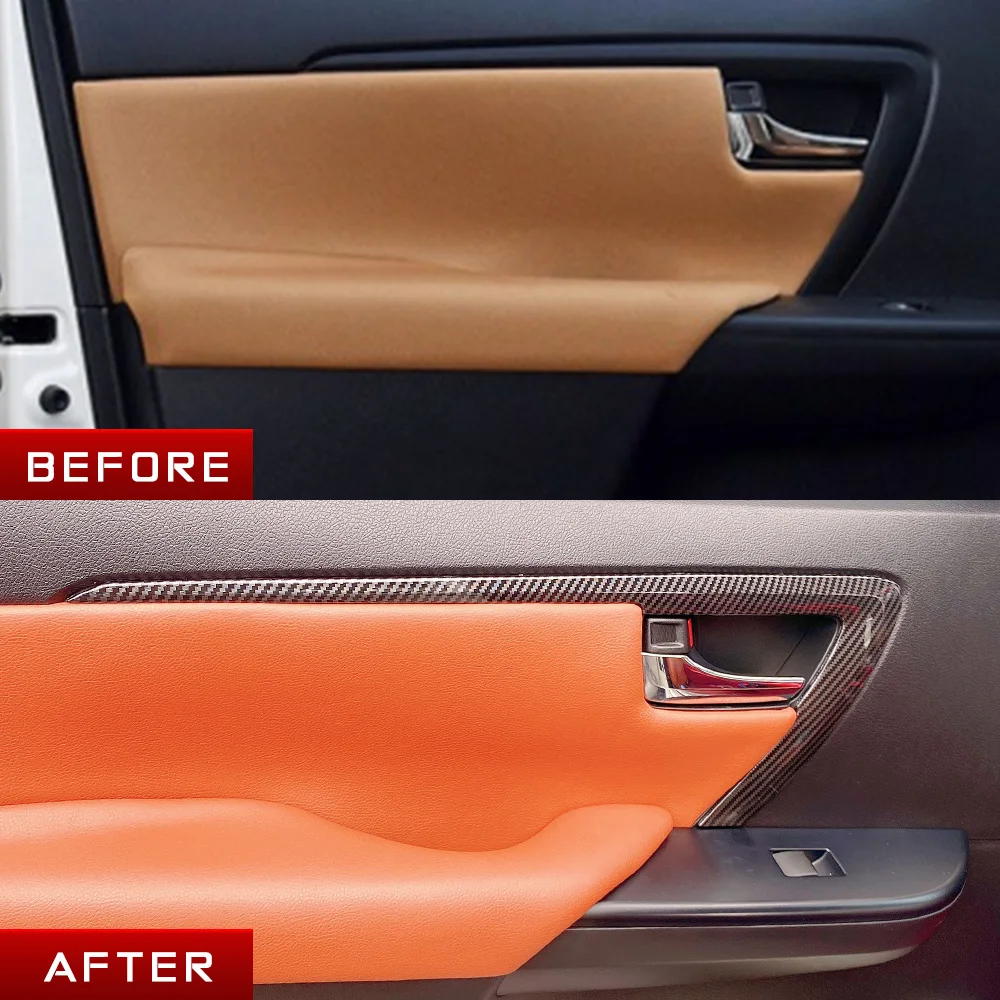4pcs ABS Carbon Fiber Color Inner Door Line Decorative Handle Trim for Toyota Fortuner 2016 2017 2018 2019 2020 2021 2022